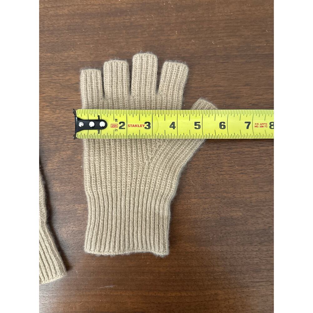 Vince Cashmere Fingerless Gloves Tan Rib Knit Quiet Luxury Preppy Scandi - Picture 6 of 6